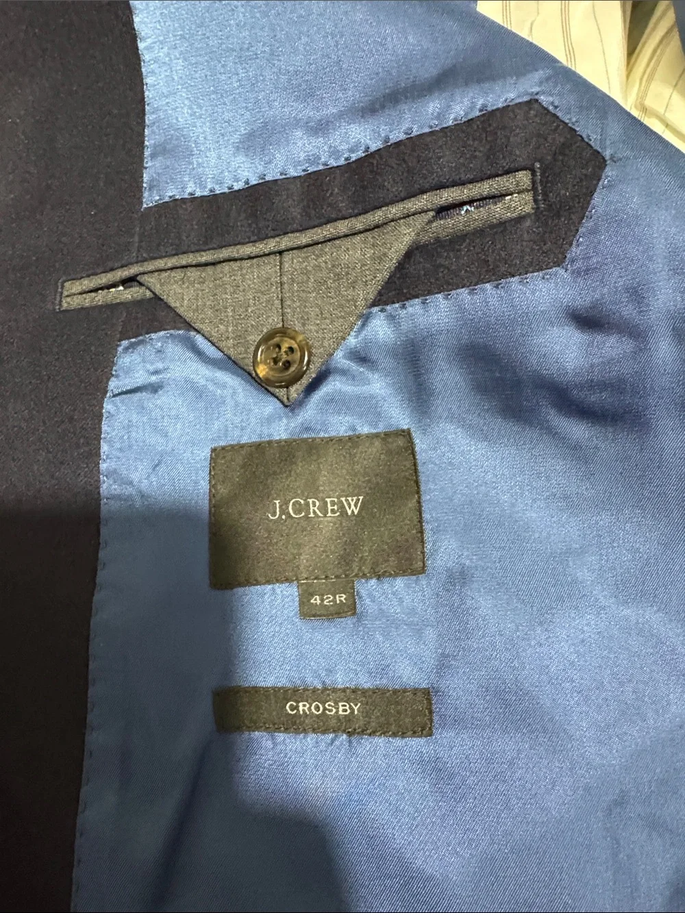 J. Crew Crosby mens 42R navy blue solid American Woolen Co sport coat EUC